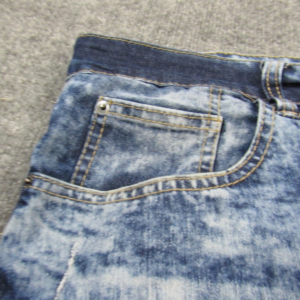 Southpole Jean Shorts Mens 46 Acid Wash Moto Biker Distressed Denim Streetwear - Picture 9 of 16